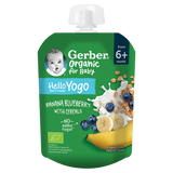 Gerber Organic Deser w tubce, banany, jagody z jogurtem i płatkami zbóż, po 6 miesiącu, 80 g - miniaturka zdjęcia produktu