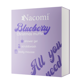 Zestaw Nacomi Blueberry Christmas Muffin, żel pod prysznic, 300 ml + mus do ciała, 50 g + peeling do ciała, 50 g - zdjęcie produktu