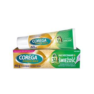 Corega Power Max Mocowanie + Świeżość, krem mocujący do protez zębowych, podwójnie miętowy, 40 g - zdjęcie produktu