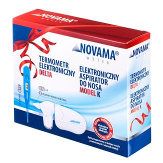 Zestaw Novama White K, elektroniczny aspirator do nosa dla dzieci + Delta, termometr elektroniczny USZKODZONE OPAKOWANIE - zdjęcie produktu
