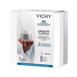 Zestaw Vichy Liftactiv Supreme, pielęgnacja korygująca do skóry normalnej i mieszanej, 50 ml + serum przeciwzmarszczkowe, 10 ml + pielęgnacja ujędrniająca na noc, 15 ml - zdjęcie produktu