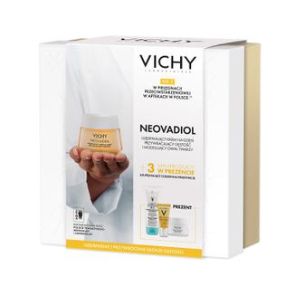 Zestaw Vichy Neovadiol Peri-Menopause, ujędrniający krem na dzień, 50 ml + preparat do demakijażu twarzy i oczu 3w1, 100 ml + serum do twarzy, 5 ml + krem na noc, 15 ml - zdjęcie produktu
