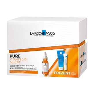 Zestaw La Roche-Posay, serum przeciwzmarszczkowe z witaminą C, 30 ml + balsam regenerujący, 15 ml + żel myjący, 100 ml - zdjęcie produktu