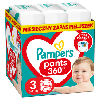 Pampers Pants, pieluchomajtki, rozmiar 3, 6-11 kg, 204 sztuki USZKODZONE OPAKOWANIE - zdjęcie produktu