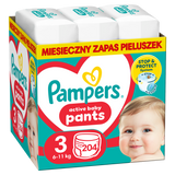 Pampers Pants, pieluchomajtki, rozmiar 3, 6-11 kg, 204 sztuki - miniaturka zdjęcia produktu