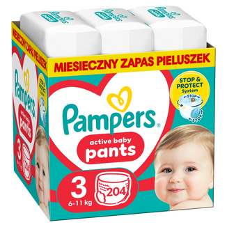 Pampers Pants, pieluchomajtki, rozmiar 3, 6-11 kg, 204 sztuki - zdjęcie produktu