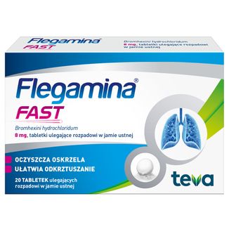 Flegamina Fast 8 mg, 20 tabletek KRÓTKA DATA - zdjęcie produktu