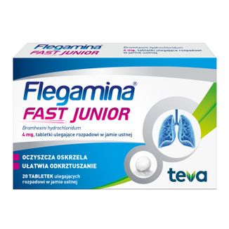 Flegamina Fast Junior 4 mg, 20 tabletek KRÓTKA DATA - zdjęcie produktu