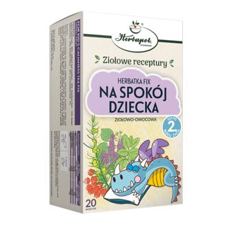 Herbapol Na Spokój Dziecka, herbatka fix ziołowo-owocowa, od 2 roku, 20 saszetek Herbapol Na Spokój Dziecka, herbatka fix ziołowo-owocowa, od 2 roku, 20 saszetek - zdjęcie produktu