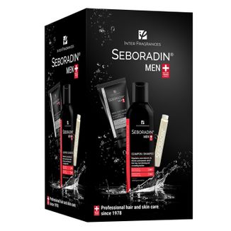 Zestaw Seboradin Men, kuracja, 5,5 ml x 14 ampułek + krem do twarzy, 50 ml + szampon, 200 ml w prezencie - zdjęcie produktu