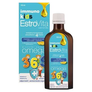 EstroVita Immuno Kids, estry kwasów Omega 3-6-9, smak cytrynowy, 150 ml - zdjęcie produktu
