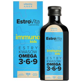 EstroVita Immuno Kids, estry kwasów Omega 3-6-9, smak cytrynowy, 150 ml - zdjęcie produktu