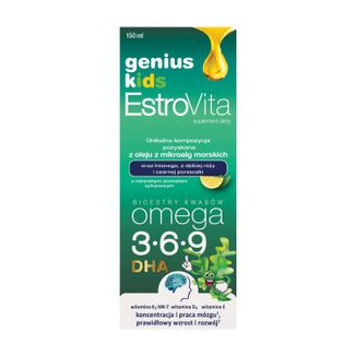 EstroVita Genius Kids, estry kwasów Omega 3-6-9, smak cytrynowy, 150 ml  - zdjęcie produktu