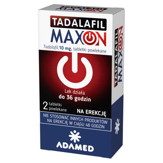 Tadalafil Maxon 10 mg, 2 tabletki powlekane KRÓTKA DATA - zdjęcie produktu