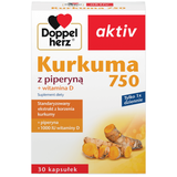 Doppelherz aktiv Kurkuma 750 z Piperyną + Witamina D, 30 kapsułek - miniaturka zdjęcia produktu