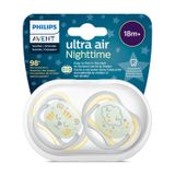 Avent Ultra Air Night, smoczek uspokajający, po 18 miesiącu, silikonowy, ortodontyczny, świecący w ciemności, unisex, 2 sztuki USZKODZONE OPAKOWANIE - miniaturka zdjęcia produktu
