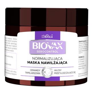Biovax Sebocontrol, normalizująca maska nawilżająca do włosów przetłuszczających się, 250 ml - zdjęcie produktu