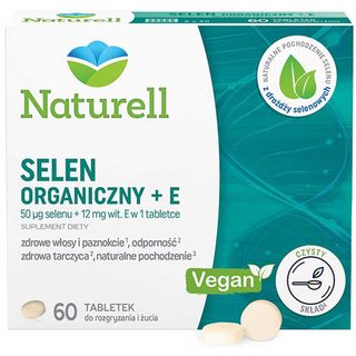Naturell Selen Organiczny + E, 60 tabletek rozgryzania i żucia + dodatkowo Folian, kwas foliowy 400 µg, 20 tabletek - miniaturka 2 zdjęcia produktu