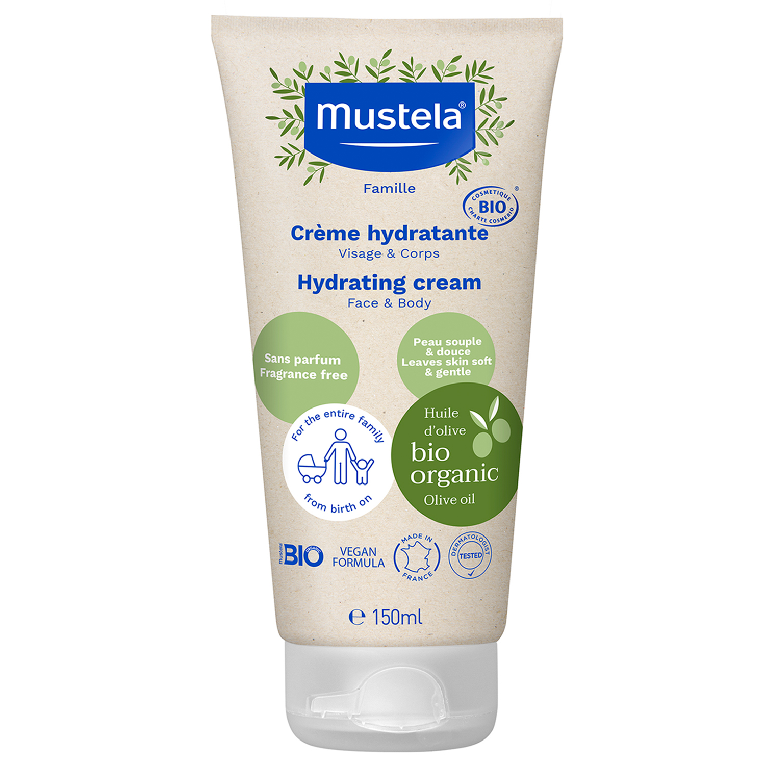 Mustela Mustela Bio, krem nawilżający do twarzy i ciała, od urodzenia, 150 ml — Inhaltsstoffe und Bewertung