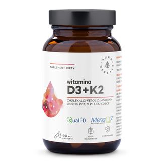 Aura Herbals Witamina D3 2000 IU + K2, 90 kapsułek - zdjęcie produktu