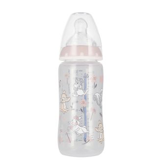 NUK First Choice+ Disney, butelka antykolkowa ze wskaźnikiem temperatury i smoczkiem silikonowym, Bambi, rozmiar M, 741997, 6-18 miesięcy, 300 ml - zdjęcie produktu