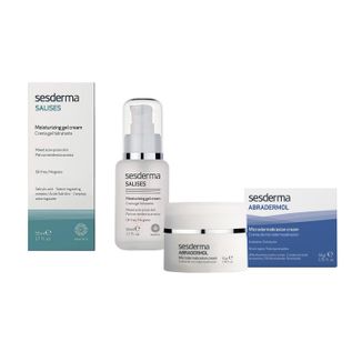 Zestaw Sesderma Salises, nawilżający krem-żel, 50 ml + Abradermol, krem do mikrodermabrazji, 50 g - zdjęcie produktu