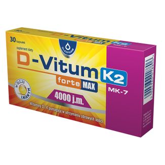 Oleofarm D-Vitum K2 MK 7 Forte Max 4000 j.m., 30 kapsułek - zdjęcie produktu
