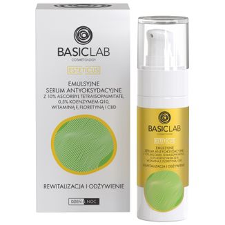 BasicLab Esteticus, emulsyjne serum antyoksydacyjne z witaminą C 10%, rewitalizacja i odżywienie, 30 ml - zdjęcie produktu