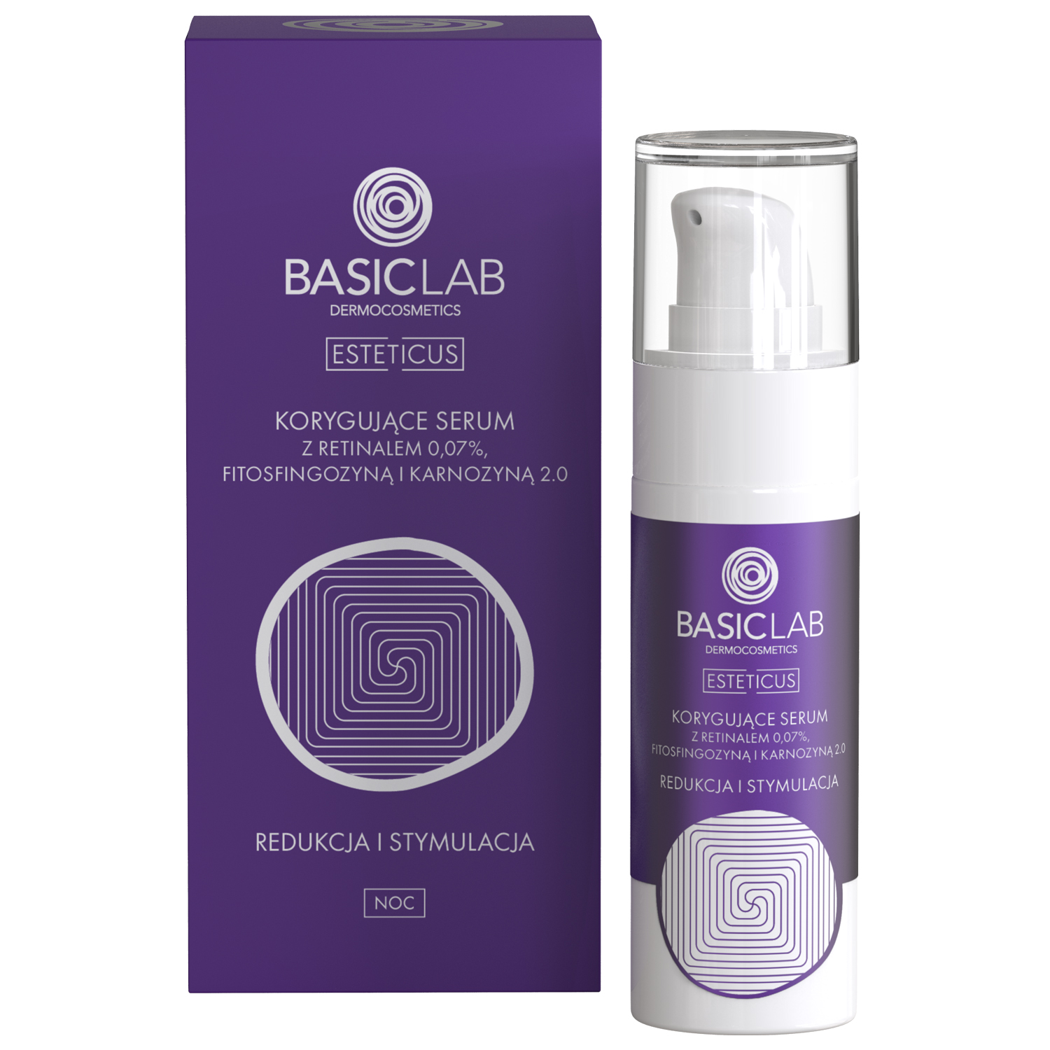 Basiclab BasicLab Esteticus, korygujące serum z retinalem 0,07% na noc, redukcja i stymulacja, 30 ml