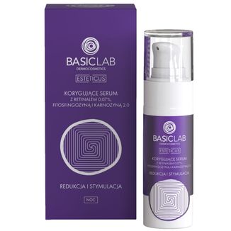 BasicLab Esteticus, korygujące serum z retinalem 0,07% na noc, redukcja i stymulacja, 30 ml - zdjęcie produktu