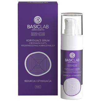 BasicLab Esteticus, korygujące serum z retinalem 0,07% na noc, redukcja i stymulacja, 30 ml - zdjęcie produktu