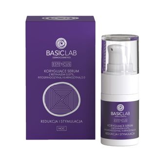 BasicLab Esteticus, korygujące serum z retinalem 0,07% na noc, redukcja i stymulacja, 15 ml KRÓTKA DATA - zdjęcie produktu