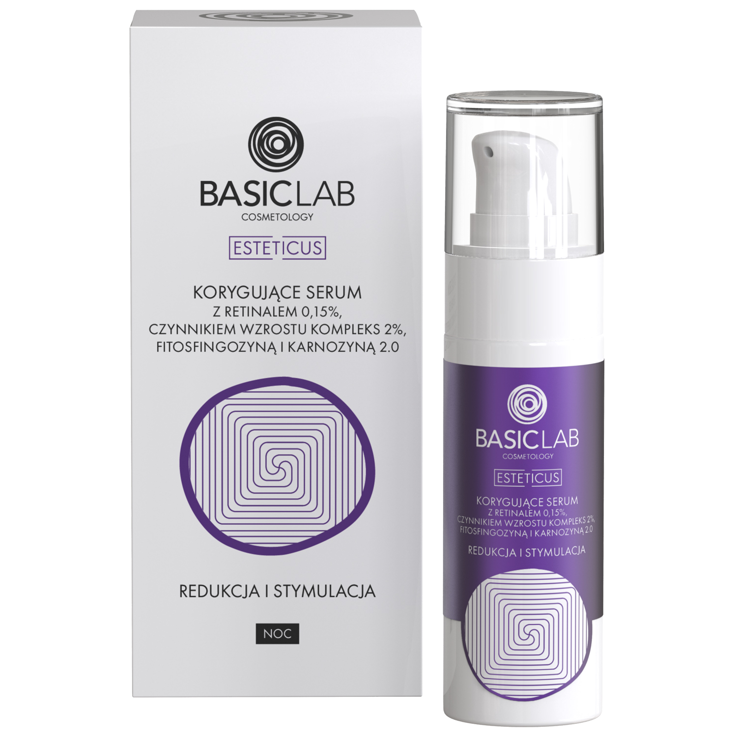 Basiclab BasicLab Esteticus, korygujące serum z retinalem 0,15% na noc, redukcja i stymulacja, 30 ml
