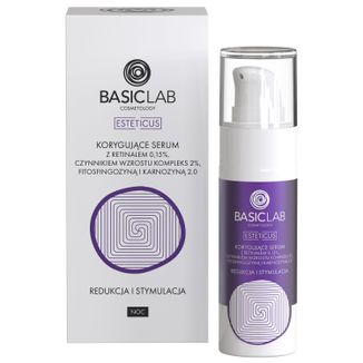 BasicLab Esteticus, korygujące serum z retinalem 0,15% na noc, redukcja i stymulacja, 30 ml - zdjęcie produktu