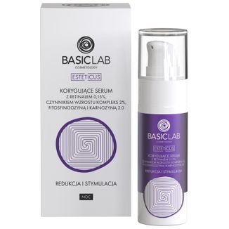 BasicLab Esteticus, korygujące serum z retinalem 0,15% na noc, redukcja i stymulacja, 30 ml - zdjęcie produktu