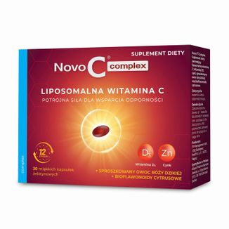 Novo C Complex, liposomalna witamina C + D3 + cynk, 30 kapsułek KRÓTKA DATA - zdjęcie produktu