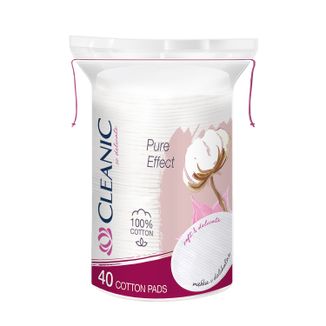 Cleanic Pure Effect, płatki kosmetyczne, owalne, 40 sztuk - zdjęcie produktu