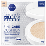 Nivea Cellular Hyaluron Filler 3w1 Care Cushion, przeciwzmarszczkowy krem-podkład w poduszce, 02 naturalny, SPF 15, 15 g - miniaturka zdjęcia produktu