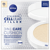 Nivea Cellular Hyaluron Filler 3w1 Care Cushion, przeciwzmarszczkowy krem-podkład w poduszce, 01 jasny, SPF 15, 15 g - miniaturka zdjęcia produktu