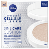 Nivea Cellular Hyaluron Filler 3w1 Care Cushion, przeciwzmarszczkowy krem-podkład w poduszce, 03 ciemny, SPF 15, 15 g - miniaturka zdjęcia produktu