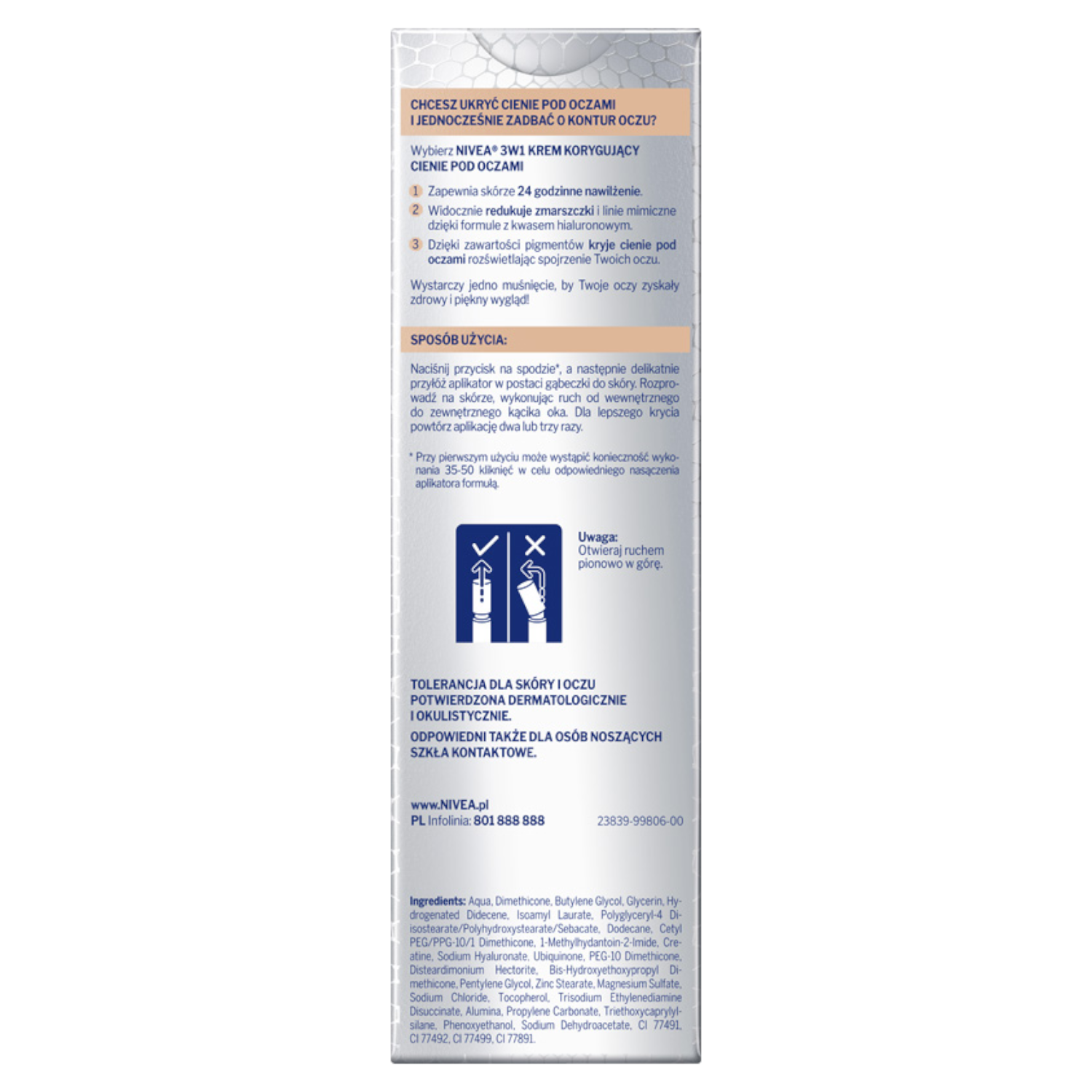 Крем для кожи вокруг глаз Nivea Hyaluron Cellular Filler 3 в 1, корректирующий тени, оттенок 03 Dark, 4 мл — фото 2