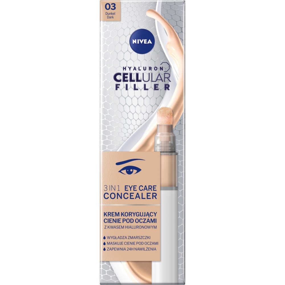 Nivea Nivea Hyaluron Cellular Filler, Creme korrigierend Lidschatten für Augen 3w1, 03 dunkel, 4 ml — Inhaltsstoffe und Bewertung