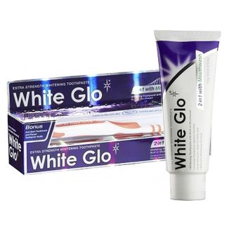 White Glo 2in1, pasta do zębów z płynem do płukania, wybielająca, 100 ml + szczoteczka do zębów i wykałaczki w prezencie - zdjęcie produktu