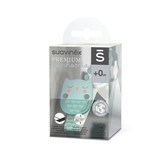 Suavinex Bonhomia, klips do smoczka z tasiemką, sowa miętowa, od urodzenia, 1 sztuka - zdjęcie produktu