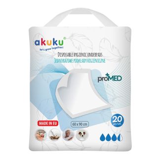 Akuku proMED, podkłady higieniczne jednorazowe, 60 x 90 cm, 20 sztuk - zdjęcie produktu