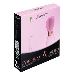 Zestaw Vitammy Symphony & Siliko, szczoteczka soniczna do zębów + szczoteczka do twarzy, różowa - zdjęcie produktu