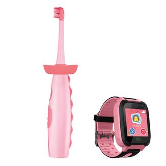 Zestaw Vitammy Dino, szczoteczka soniczna do zębów dla dzieci + Smart Kid, zegarek dla dzieci, różowy - zdjęcie produktu