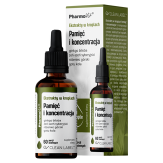 PharmoVit Ekstrakty w kroplach Pamięć i koncentracja, 30 ml - zdjęcie produktu
