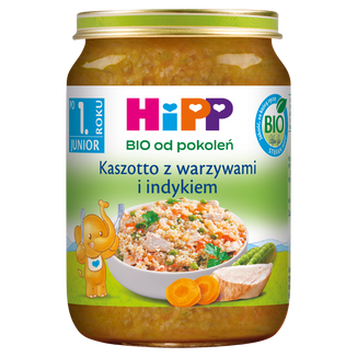 HiPP BIO od pokoleń, kaszotto z warzywami i indykiem, po 1 roku, 250 g - zdjęcie produktu