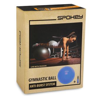 Spokey Fitball, piłka gimnastyczna z pompką, niebieska, 75 cm, 1 sztuka - zdjęcie produktu